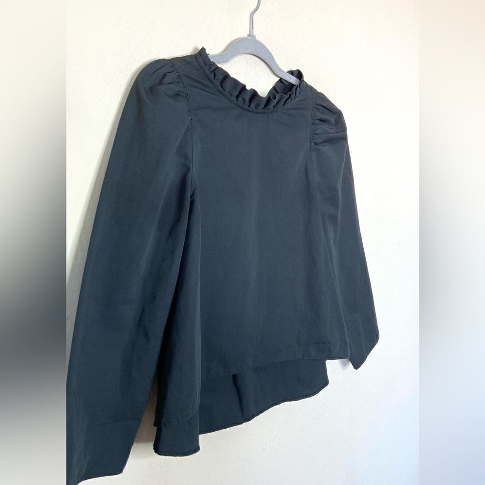 Atlantique Ascoli Paris Cotton Black Blouse Long Sleeve Made in France Size XS - Picture 5 of 9